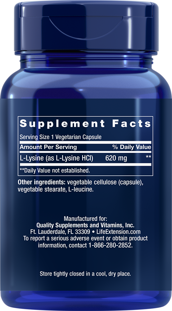 
L-Lysine, 620 mg, 100 vegetarian capsules
